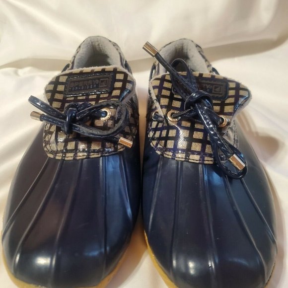 Sperry Topsider Navy Dark Blue Checkered Waterproo - Picture 4 of 11